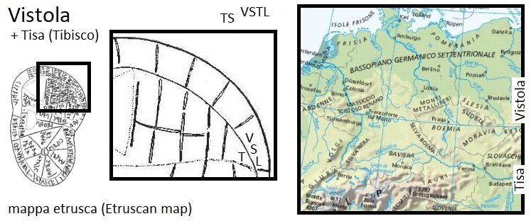 Vistola e Tibisco (Tisa, Tisza) nella mappa etrusca (in the Etruscan map)