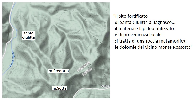 Il sito fortificato di Santa Giulitta a Bagnasco... materiale lapideo utilizzato... dolomie del monte Rossotta