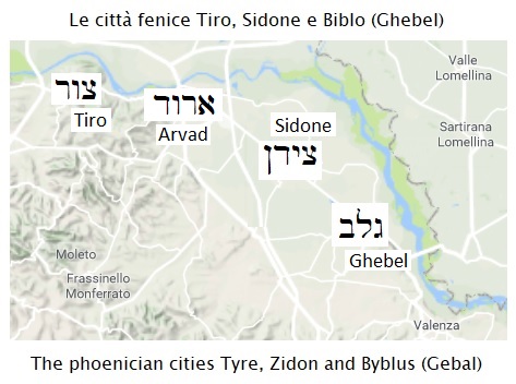 Tiro, Sidone e Biblo/Ghebel sulla costa del fiume/mare Po (Tyre, Zidon and Byblus/Gebal on the shores of the river/sea Po)