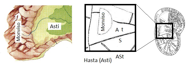 Asti (Hasta) nella mappa etrusca (in the Etruscan map)